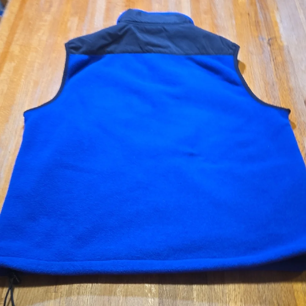 L.L. Bean Men Tall Medium Royal Blue Black Full Zip Fleece Vintage 90's USA Vest